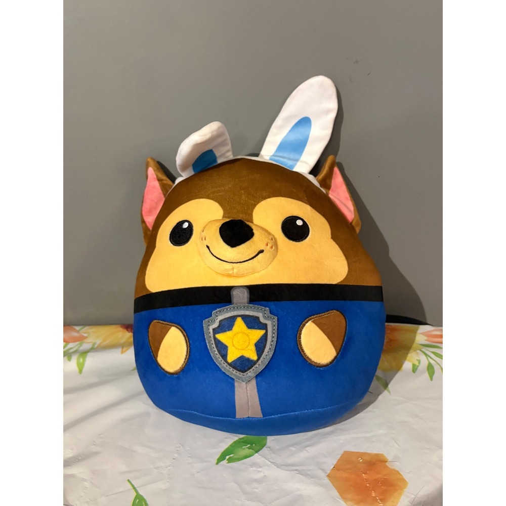 Squishmallows Paw Patrol Chase Easter Bunny Ears Plush Toy Blue Brown